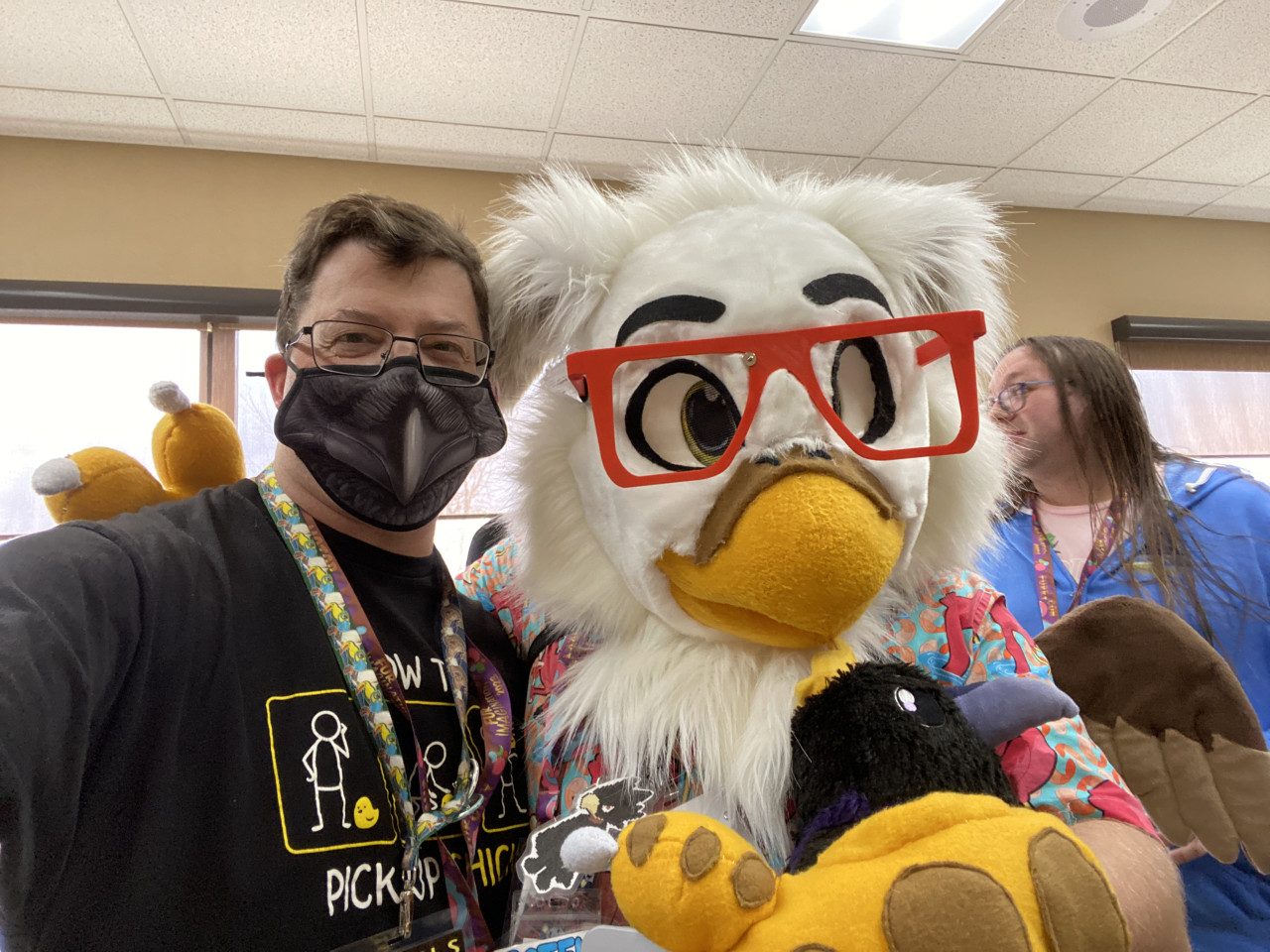 Me standing beside a toony eagle at MCFC 2023